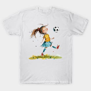 Little Girl Playing Soccer T-Shirt